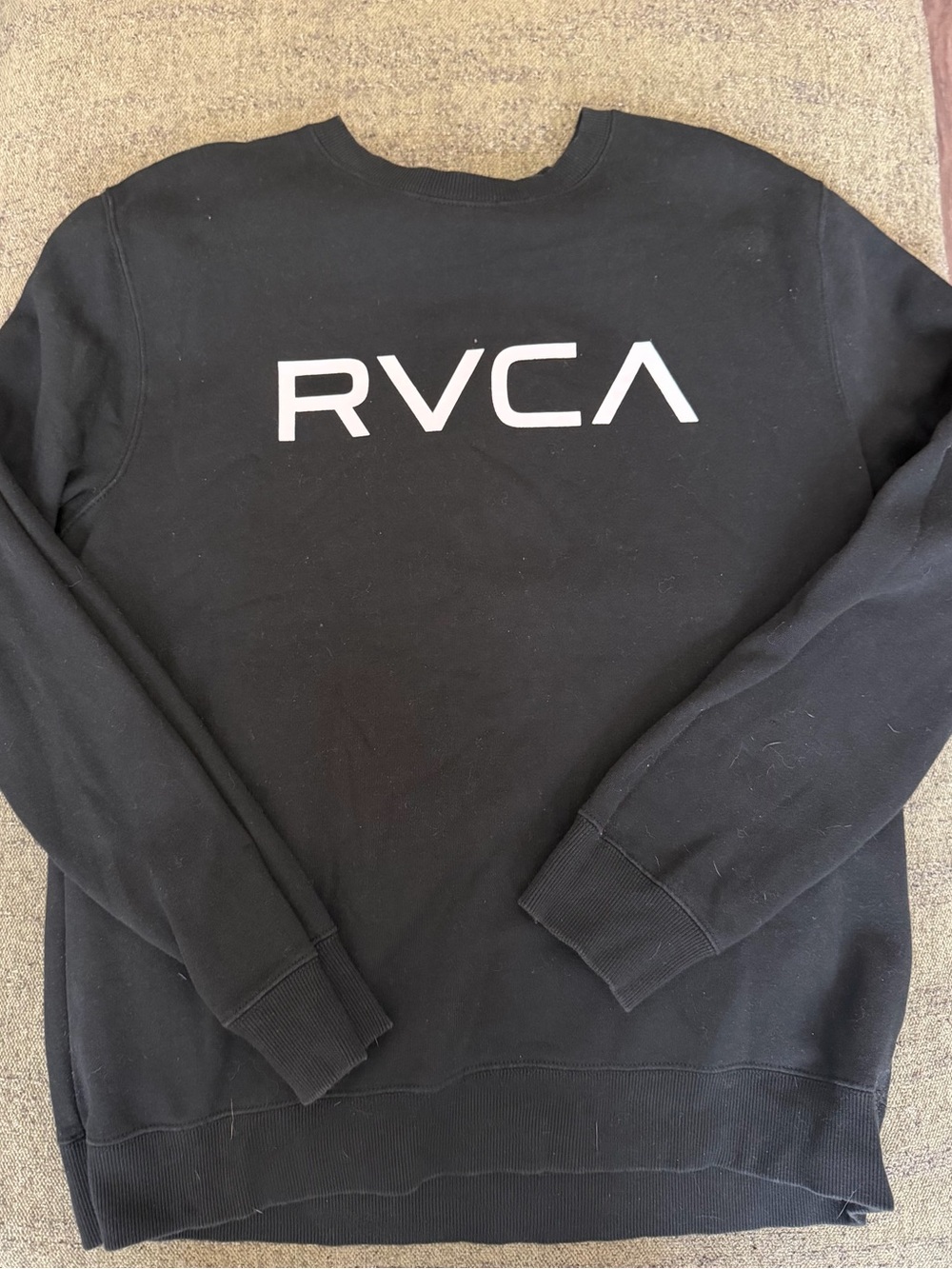 RVCA Black Crewneck Sweatshirt with White Logo